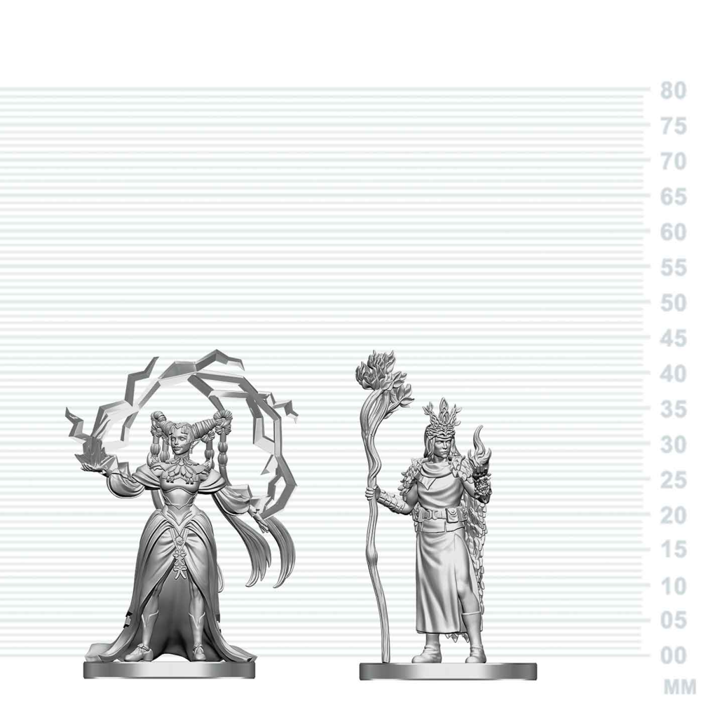 D&D Nolzur's Marvelous Unpainted Minis: Human Druid & Elf Sorcerer (Preorder)