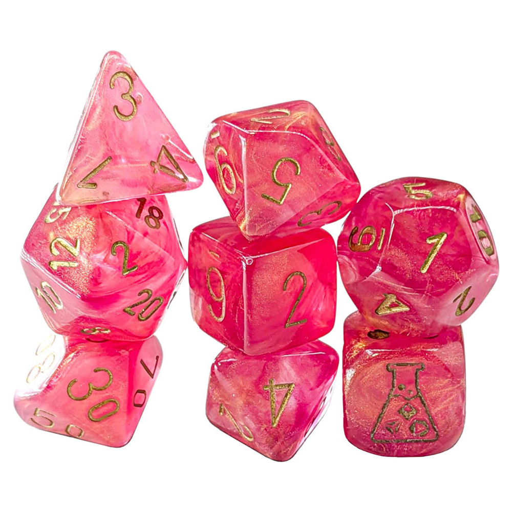 Chessex Lab Series Polyhedral Dice: Shimmer - Ignis/Gold (Preorder)