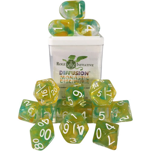 R4I Dice w/ Arch'd4: Diffusion - Monastic Discipline w/ White (15) (Clearance)
