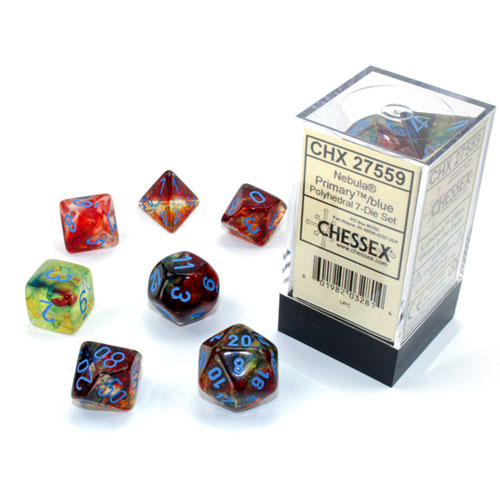Chessex Dice Set: Nebula Luminary - Primary w/Blue (7)