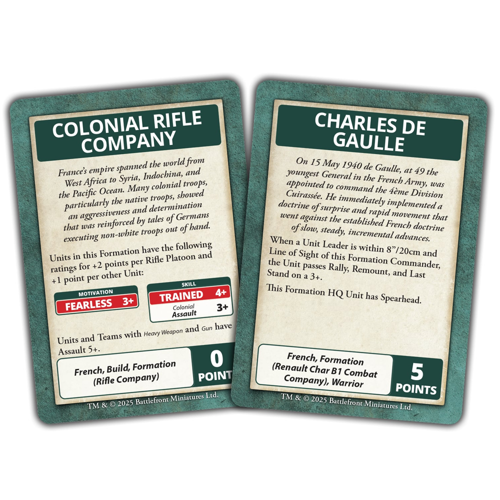 Flames of War WW2: Blitzkrieg: French Command Cards
