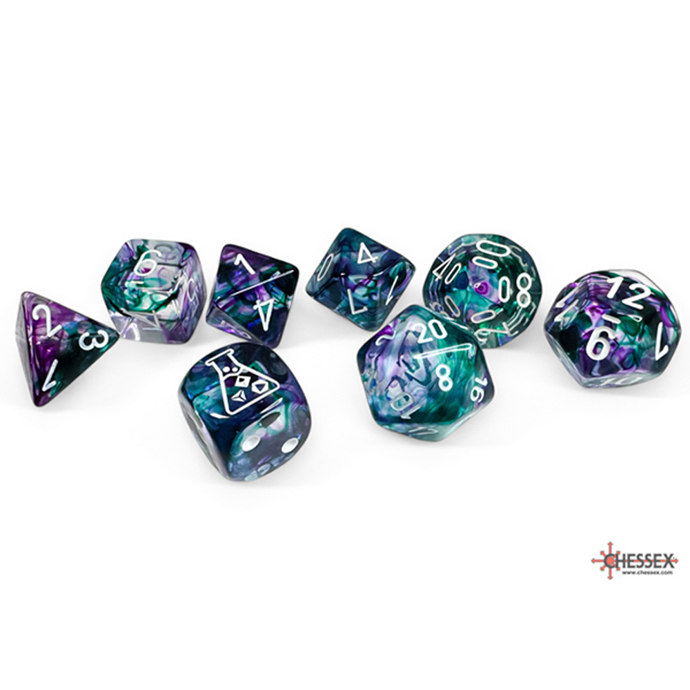 Chessex Lab Series Polyhedral Dice: Nebula - Flourite/White (8)