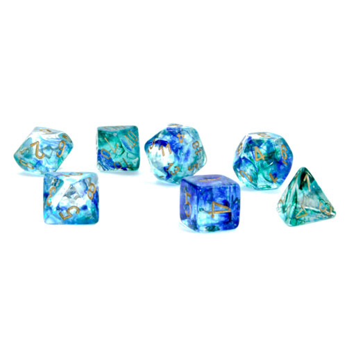 Chessex Dice Set: Nebula Luminary - Oceanic w/Gold (7)