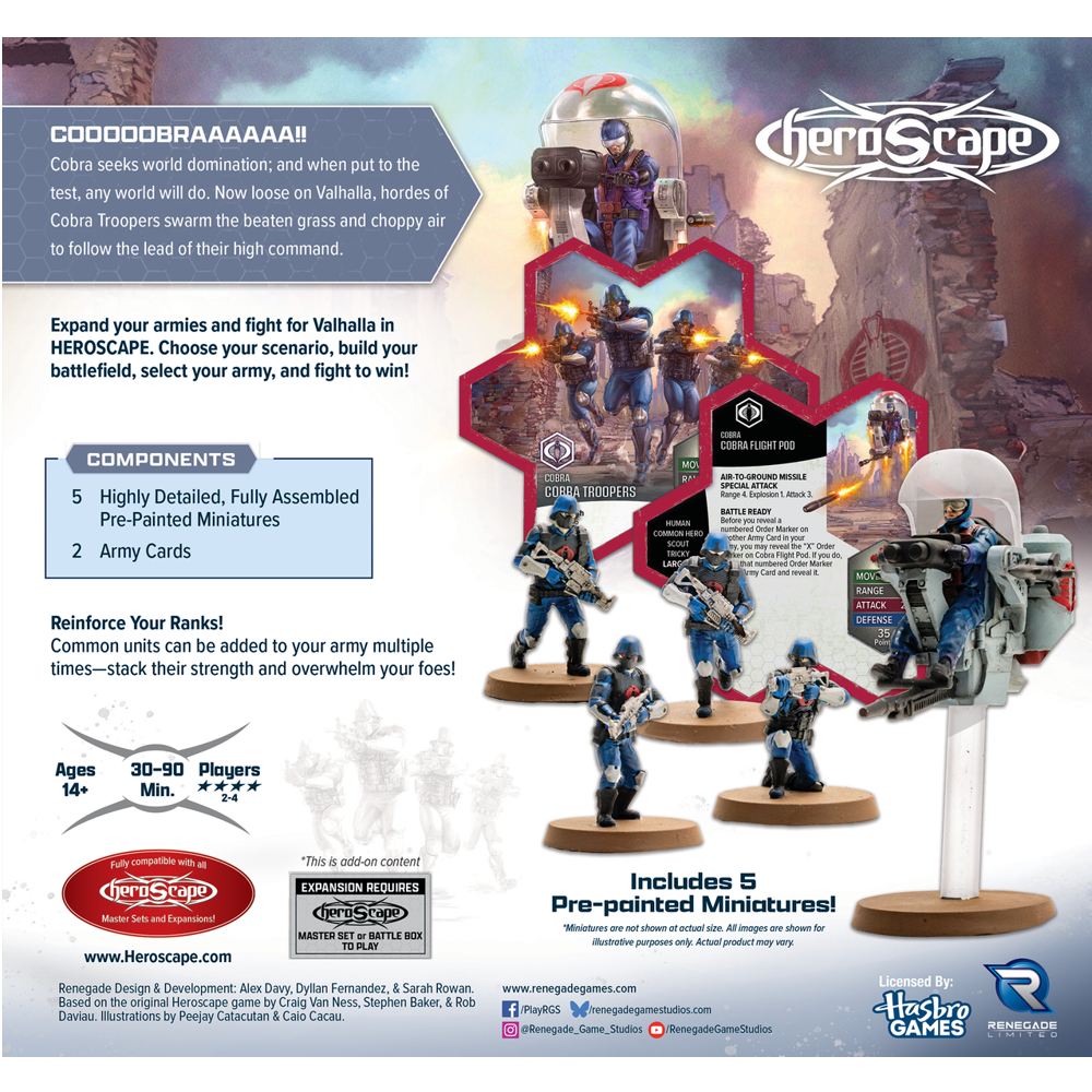 G.I. JOE Heroscape: COBRA Troopers & COBRA Flight Pod Army Expansion (Pre-Painted) (Preorder)
