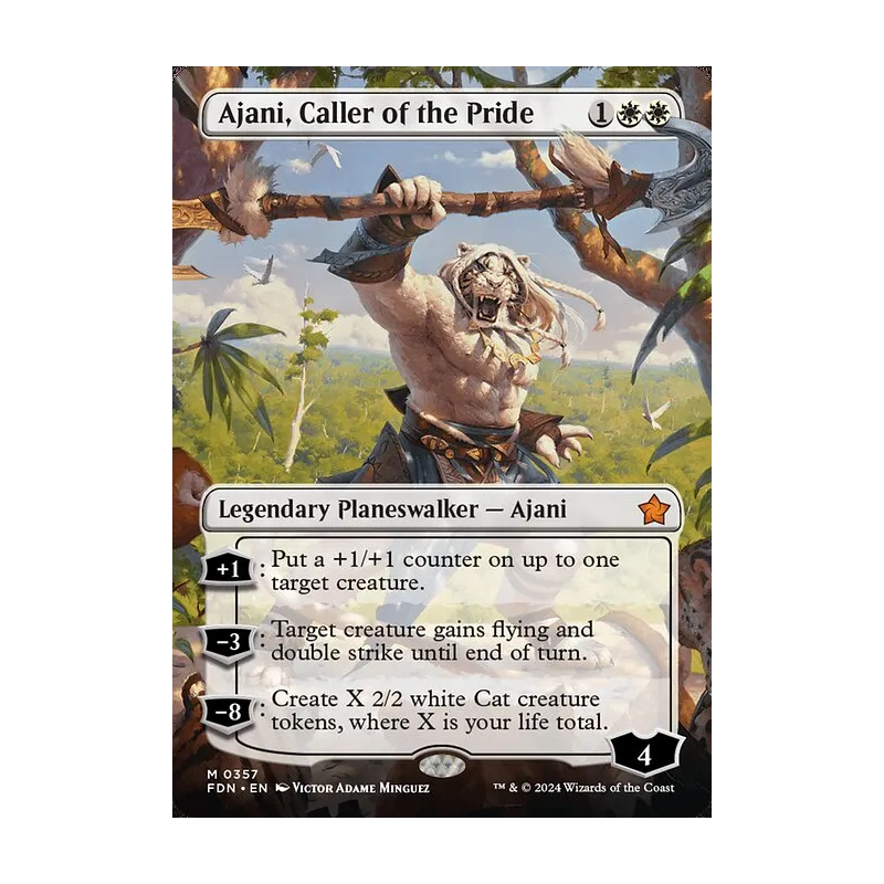 Ajani, Caller of the Pride (Borderless) - Foundations (Near Mint)