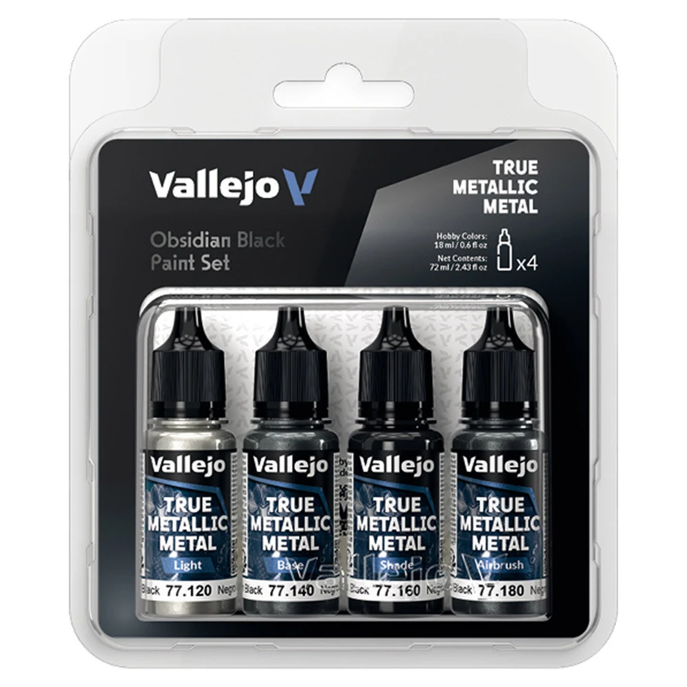 Vallejo: True Metallic Metal: Obsidian Black Paint Set (Preorder)