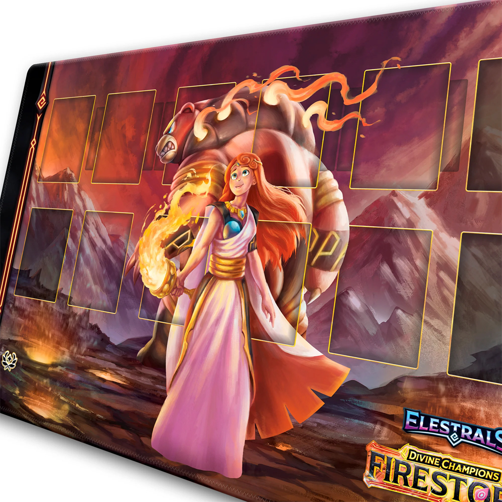 Elestrals Playmat: Divine Champions Firestorm - Hestia & Majursa