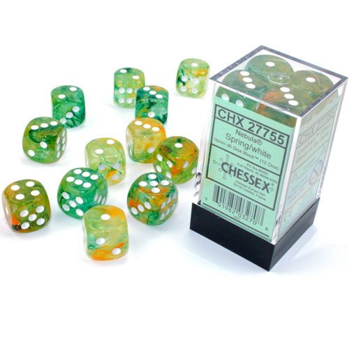 Chessex 16mm d6 Set: Nebula Luminary - Spring w/White (12)