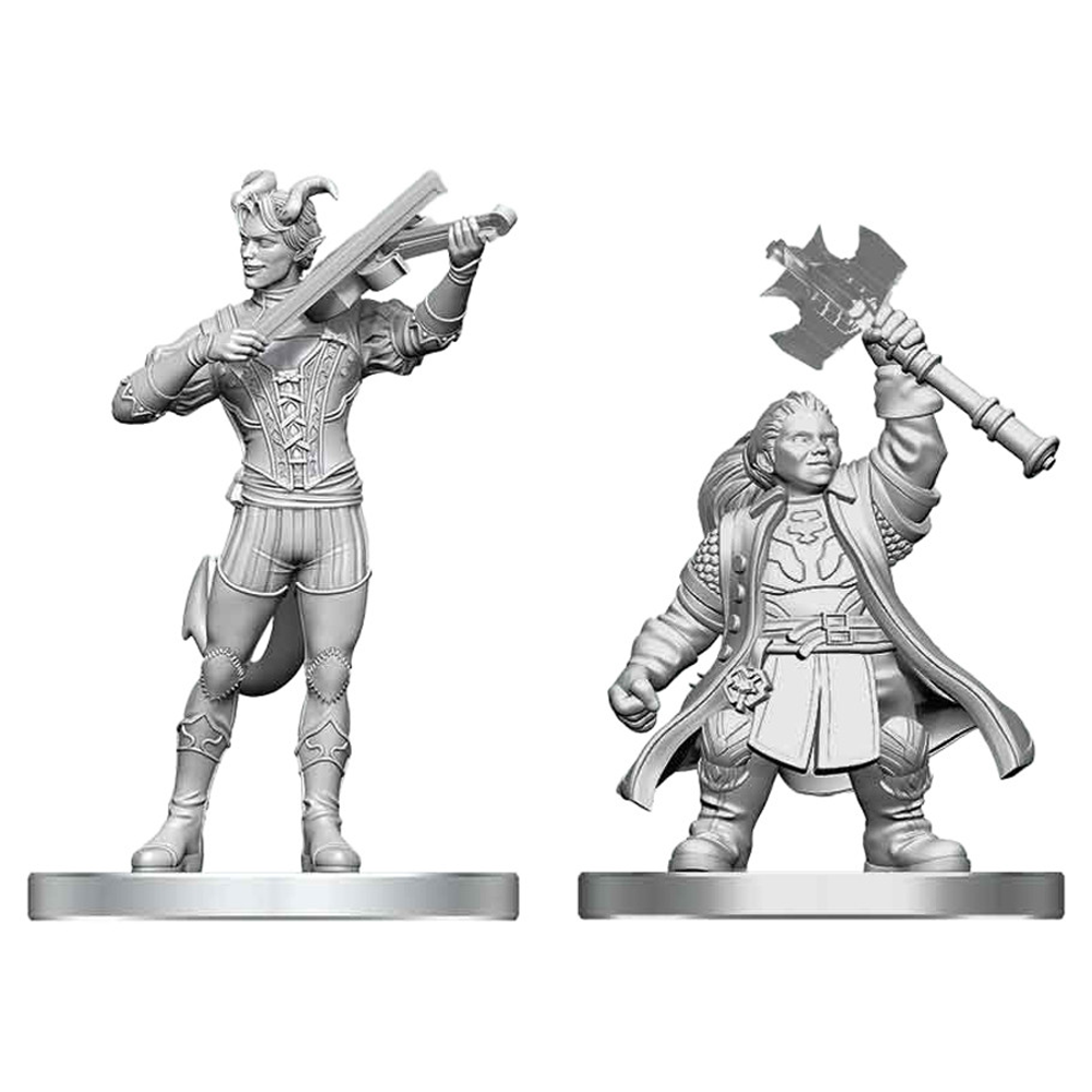 D&D Nolzur's Marvelous Unpainted Minis: Tiefling Bard & Dwarf Cleric (Preorder)