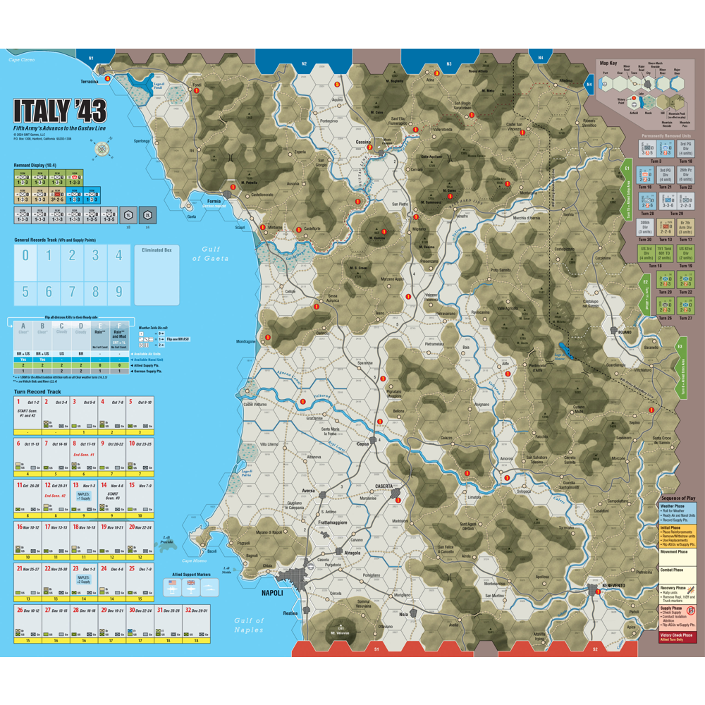Italy '43: Mounted Map & 2-Inch Box