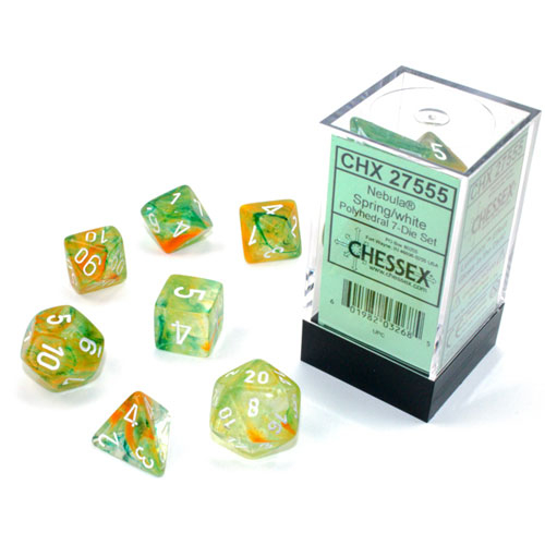 Chessex Dice Set: Nebula Luminary - Spring w/White (7)