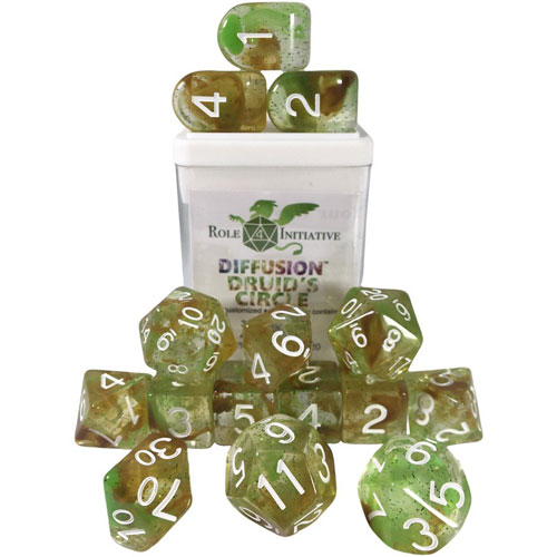 R4I Dice w/ Arch'd4: Diffusion - Druid's Circle w/ White (15) (Clearance)