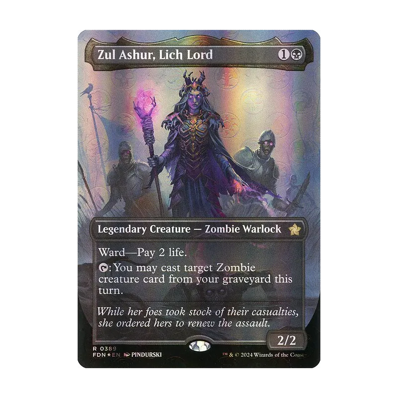 Zul Ashur, Lich Lord (Borderless) (Mana Foil) - Foundations (Foil Near Mint)