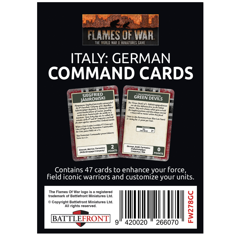 Flames of War WW2: Liberation of Italy - German Command Cards