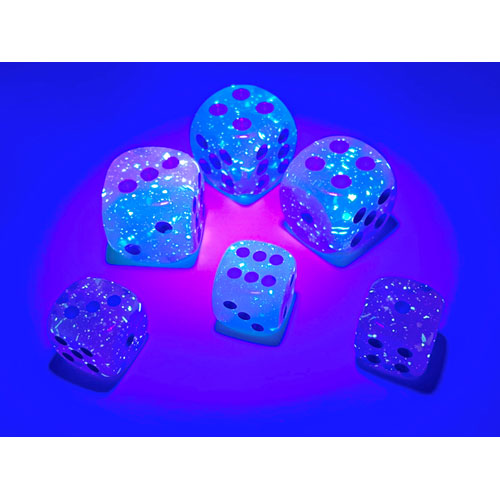 Chessex 12mm d6 Set: Gemini Luminary - Gel Green-Pink w/Blue (36)