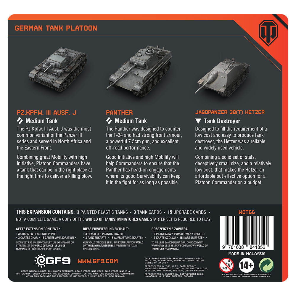 World of Tanks: German - Tank Platoon (Panzer III J, Panther, Jagdpanzer 38t)