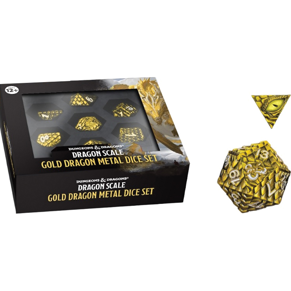 D&D Metal Dice Set: Dragon Scale - Gold (7)
