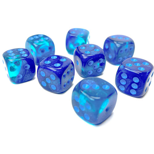 Chessex 12mm d6 Set: Gemini Luminary - Blue-Blue w/Light Blue (36)