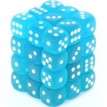 Chessex 12mm d6 Set: Frosted Caribbean Blue w/White (36)