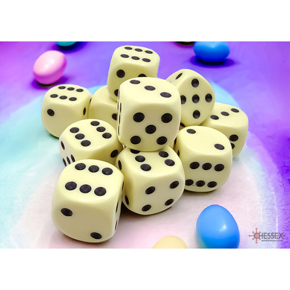 Chessex 16mm d6 Dice Set: Opaque - Pastel Yellow/Black (12)