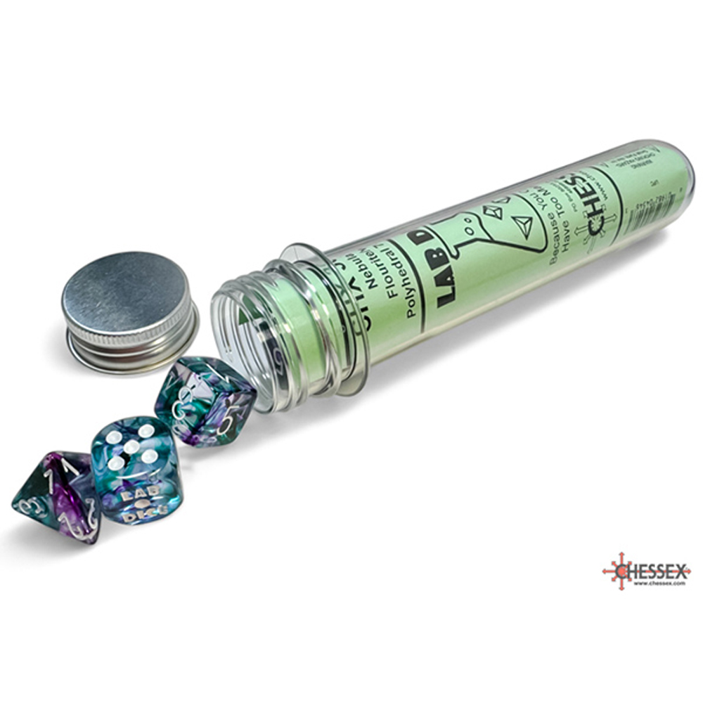 Chessex Lab Series Polyhedral Dice: Nebula - Flourite/White (8)