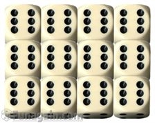 Chessex 16mm d6 Set: Opaque Ivory/Black (12)