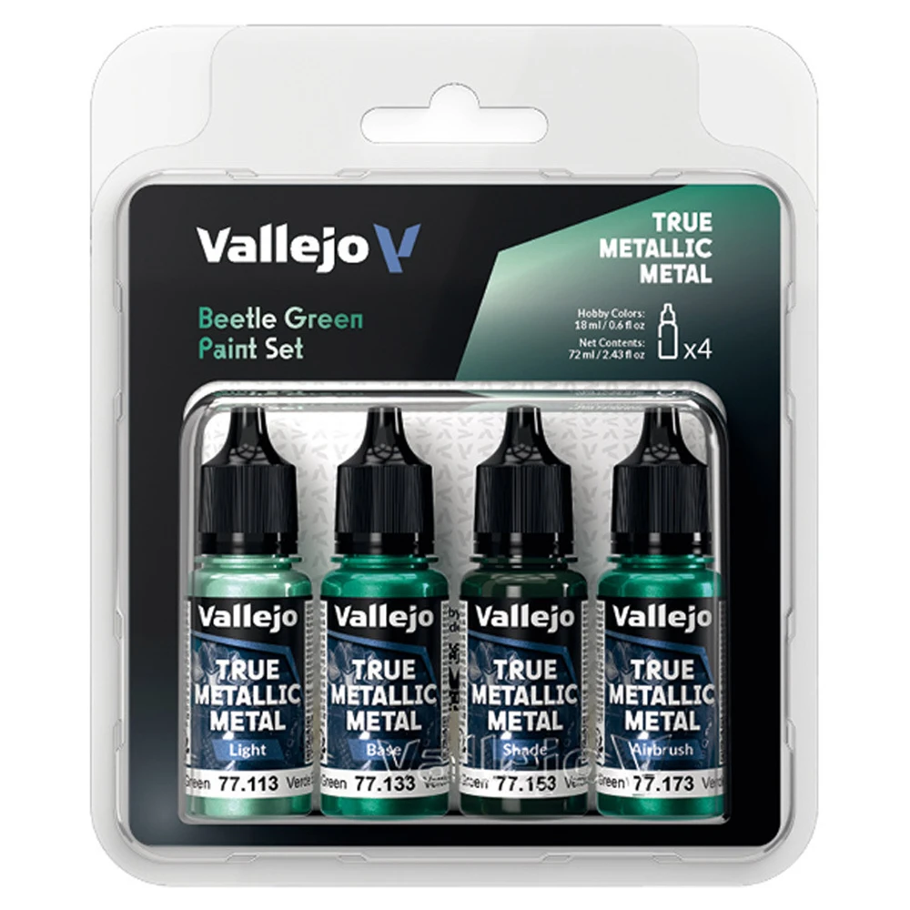 Vallejo: True Metallic Metal: Beetle Green Paint Set (Preorder)