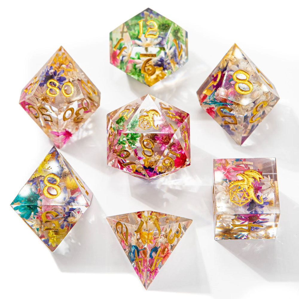 Sharp-Edge Polyhedral Dice Set: Captured Magic - Essence of Spring (7) (Clearance)