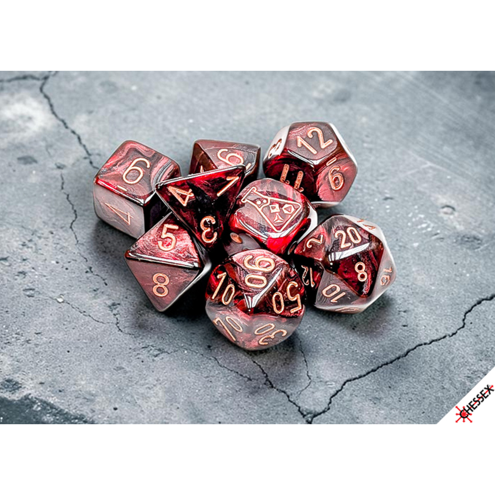 Chessex Lab Series Polyhedral Dice: Lustrous - Gothic/Copper (Preorder)