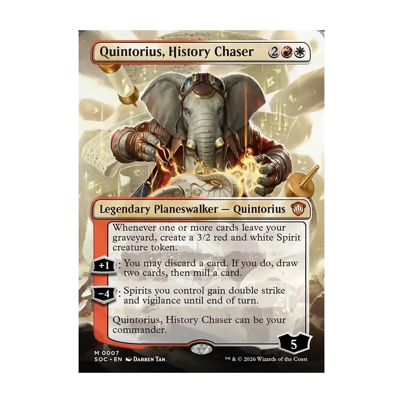 Quintorius, History Chaser (Borderless) - Secrets of Strixhaven Commander (Near Mint)