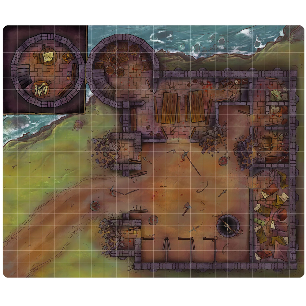 Next Level Miniatures: Wet-Erase Vinyl Game Mat - Ruined Keep(Clearance)
