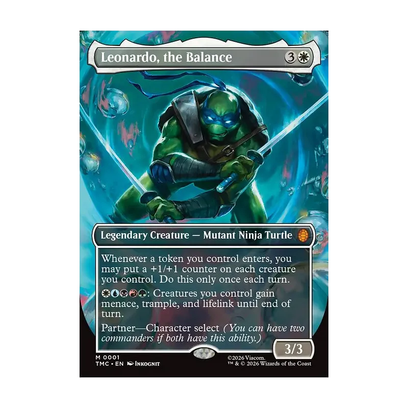 Leonardo, the Balance (0001) (Borderless) - Teenage Mutant Ninja Turtles Commander (Near Mint)
