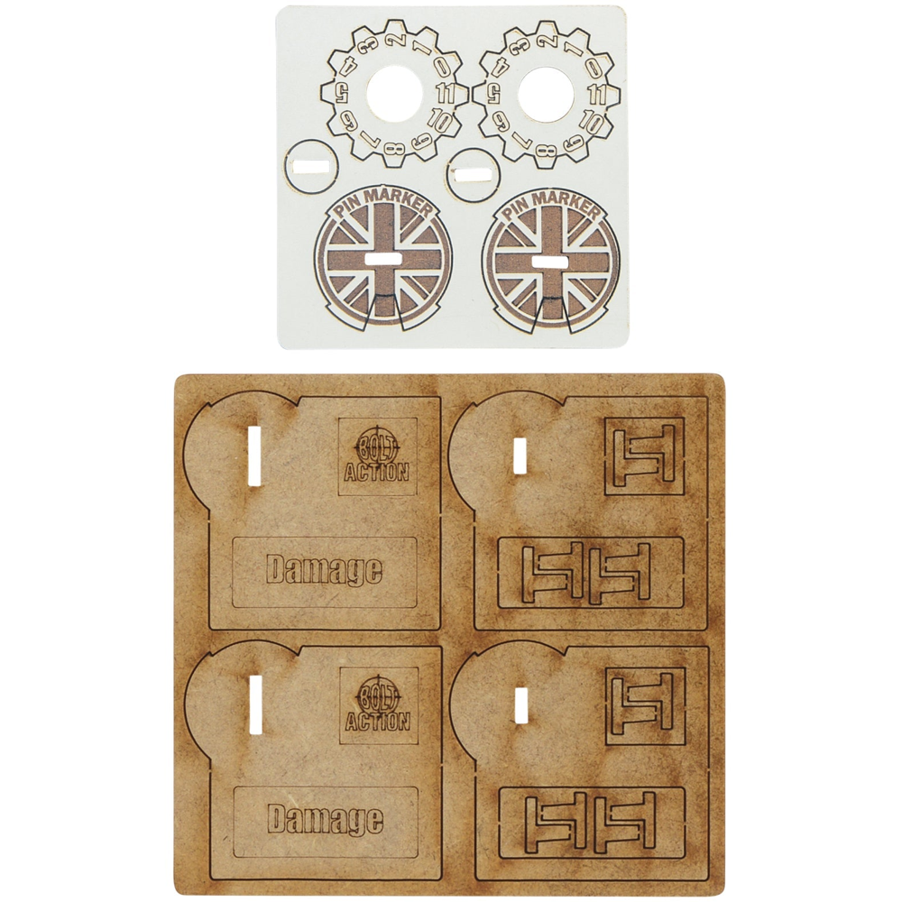 Bolt Action: MDF Vehicle Pin Markers - Great Britain