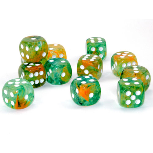 Chessex 16mm d6 Set: Nebula Luminary - Spring w/White (12)