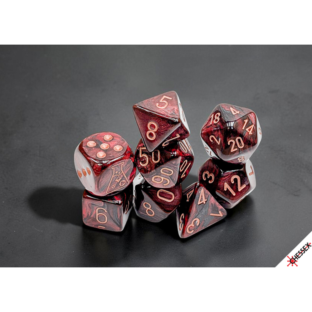 Chessex Lab Series Polyhedral Dice: Lustrous - Gothic/Copper (Preorder)