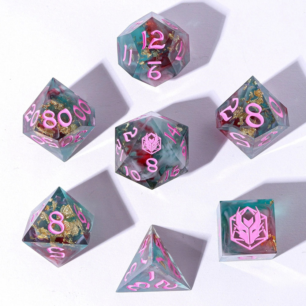 Sharp-Edge Polyhedral Dice Set: Captured Magic - Interstellar Vortex (7) (Clearance)