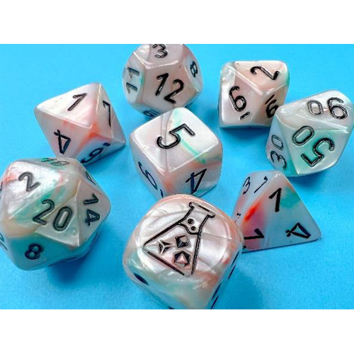 Chessex Lab Series Polyhedral Dice: Lustrous Luminary - Sea Shell w/Black (8)