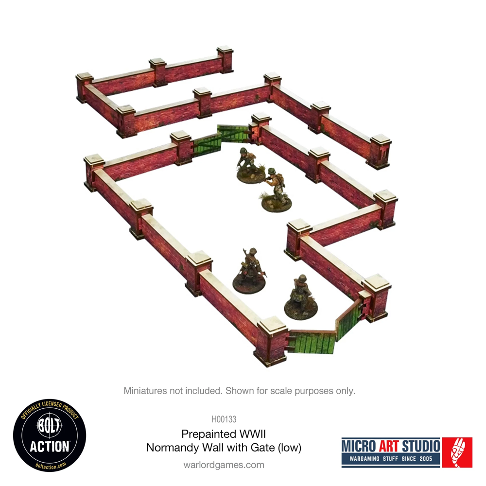 Bolt Action 3E: Pre-painted WW2 Normandy Walls with Gate (low)