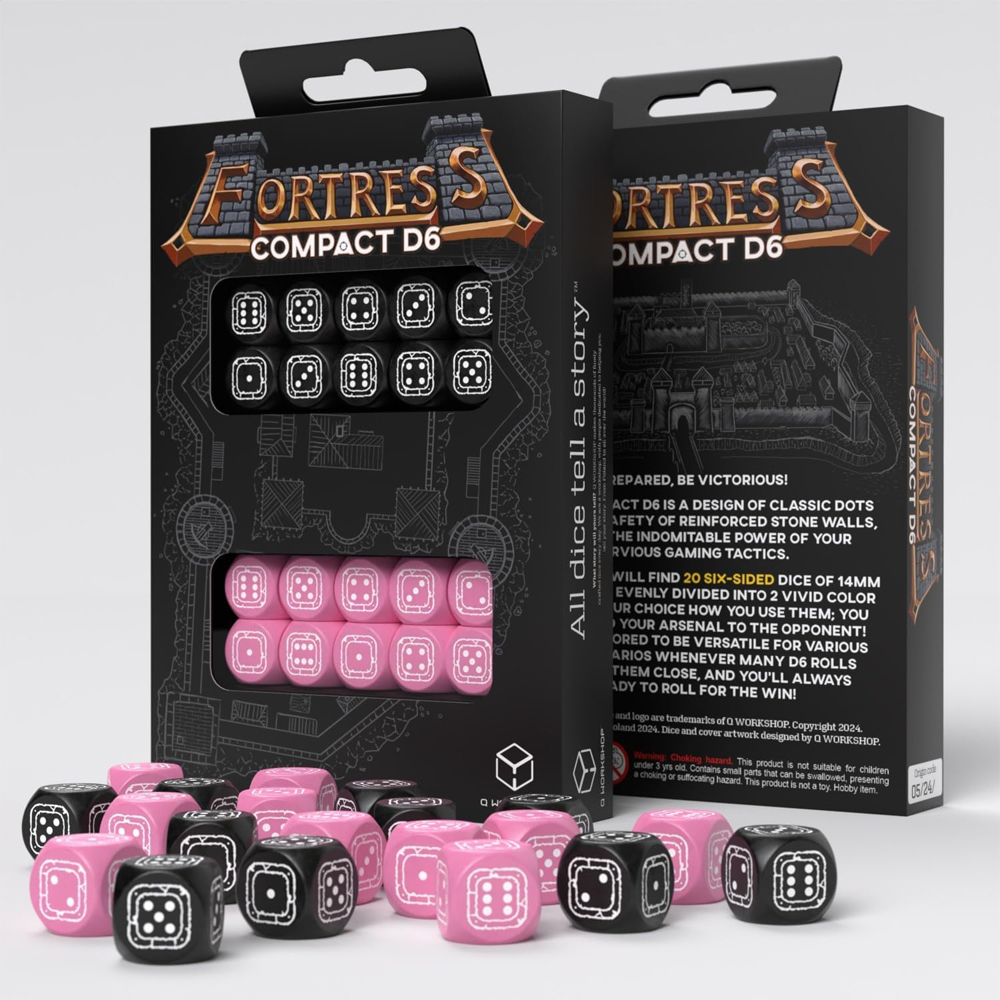 Fortress Compact d6 Set: Black & Pink (20) (Clearance)