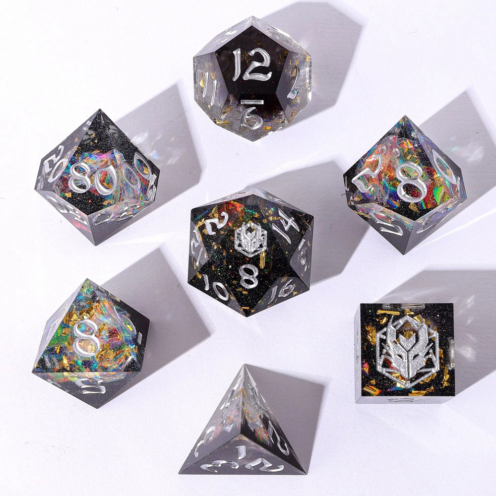 Sharp-Edge Polyhedral Dice Set: Captured Magic - Universe Dust (7) (Clearance)