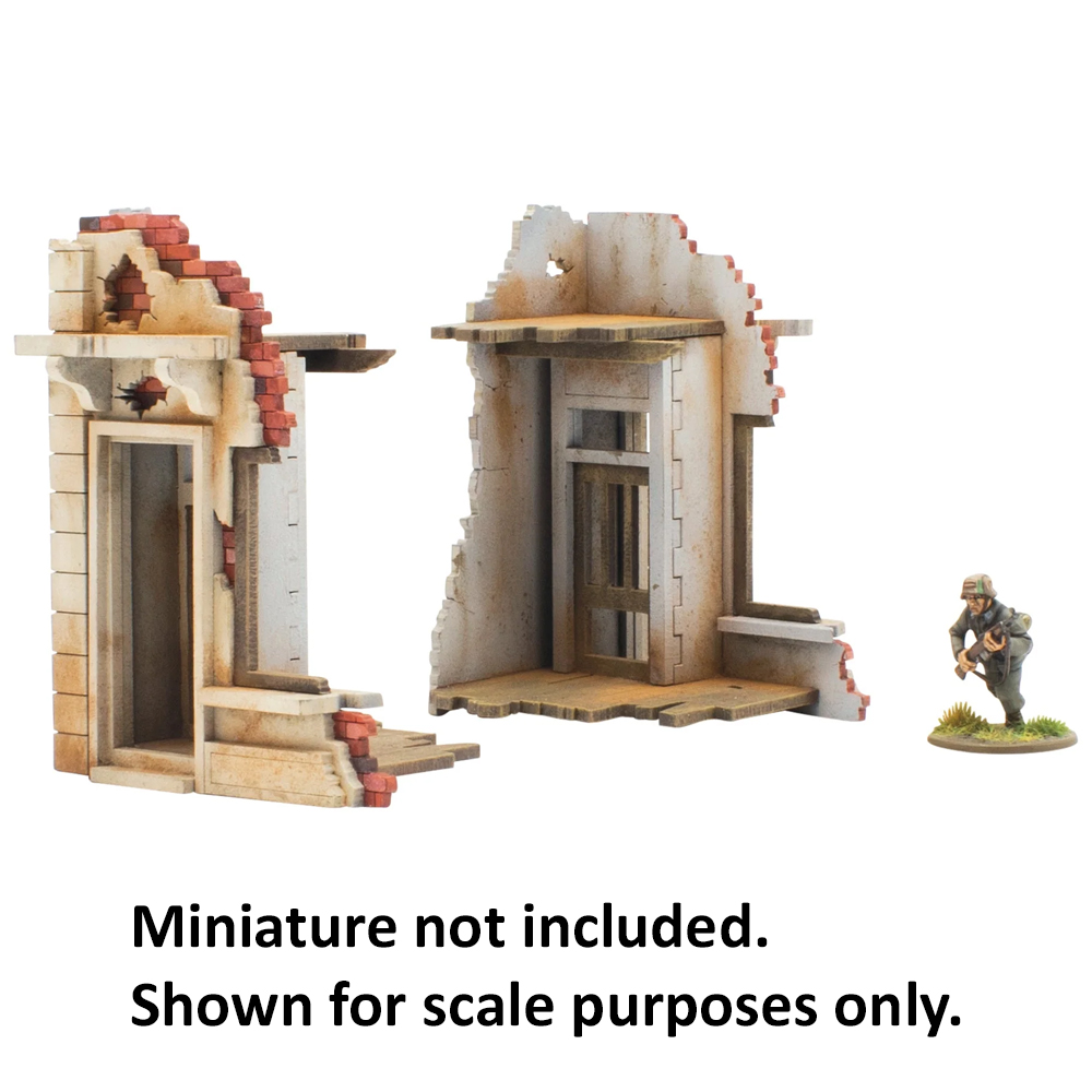 Skytrex MDF Terrain: Pair of Destroyed Building Ends