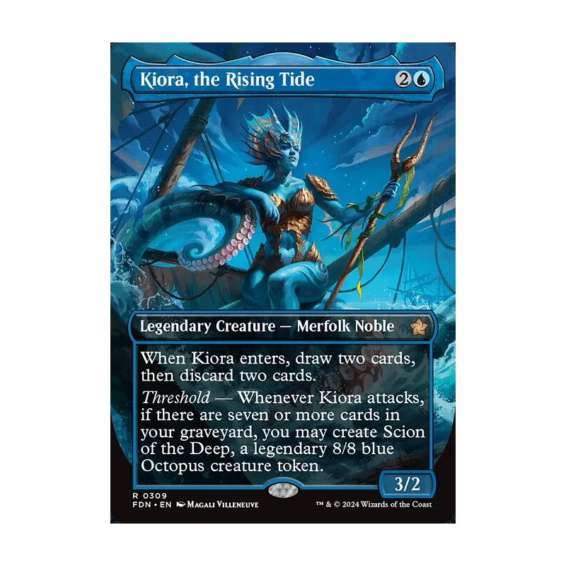 Kiora, the Rising Tide (Borderless) - Foundations (Foil Near Mint)
