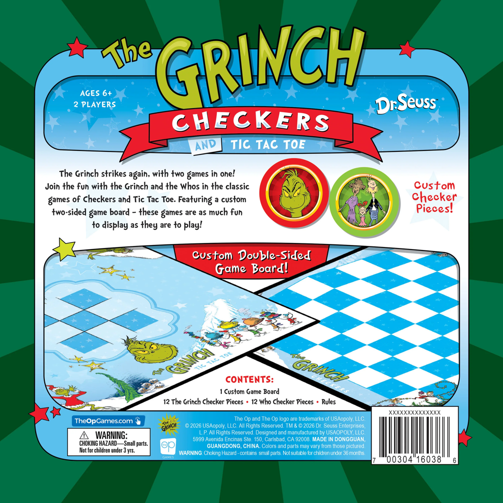 The Grinch: Checkers & Tick Tac Toe (New Arrival)