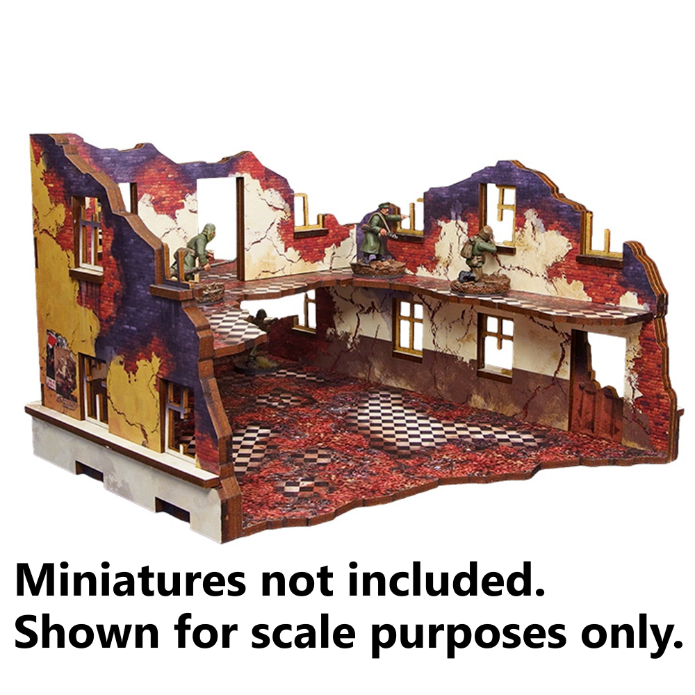 Bolt Action HDF Terrain: WW2 Ostfront Stalingrad - Ruined School Left (with Balcony)