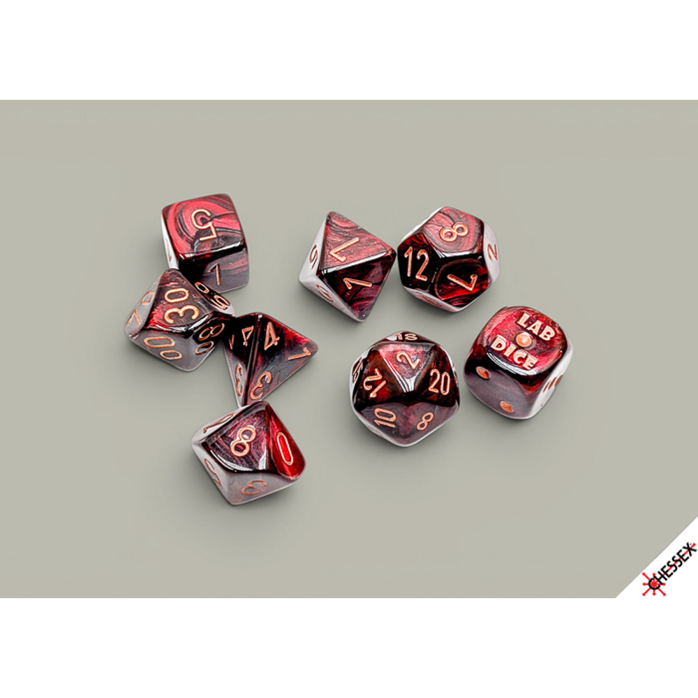 Chessex Lab Series Polyhedral Dice: Lustrous - Gothic/Copper (Preorder)
