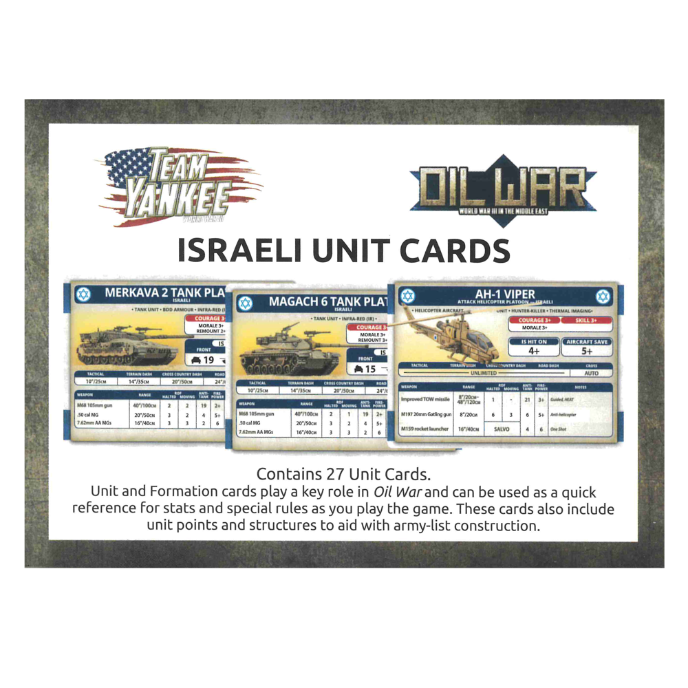 WWIII Team Yankee: Oil War: Israeli - Unit Cards