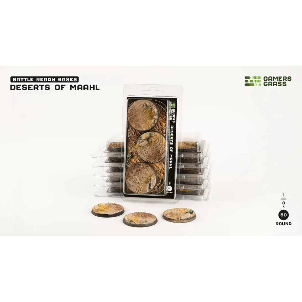 Battle Ready Bases: Deserts of Maahl - Round 50mm (3)