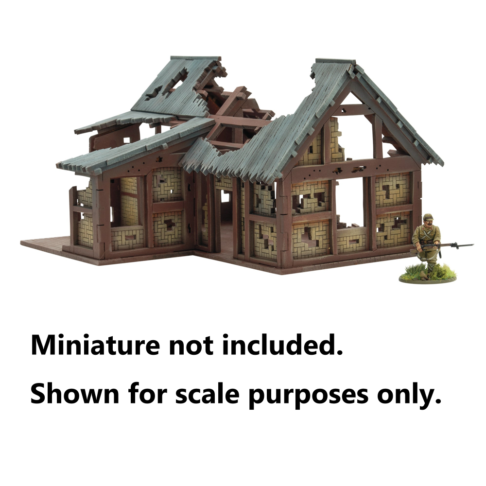 Skytrex MDF Terrain: Pacific Theater - L-Shaped Building Ruins