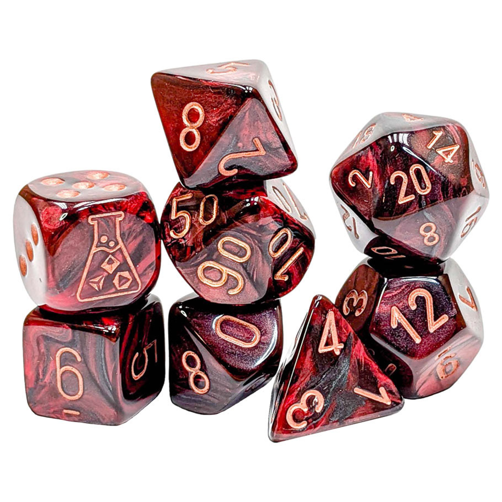 Chessex Lab Series Polyhedral Dice: Lustrous - Gothic/Copper (Preorder)