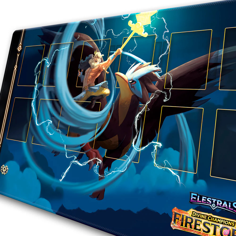 Elestrals Playmat: Divine Champions Firestorm - Zeus & Voltempest